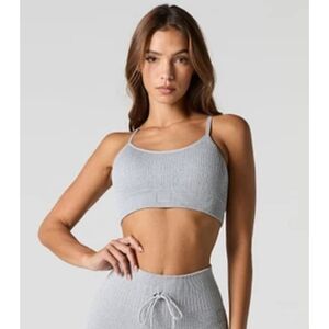 New Sommer Ray Gray Ribbed Active Bralette